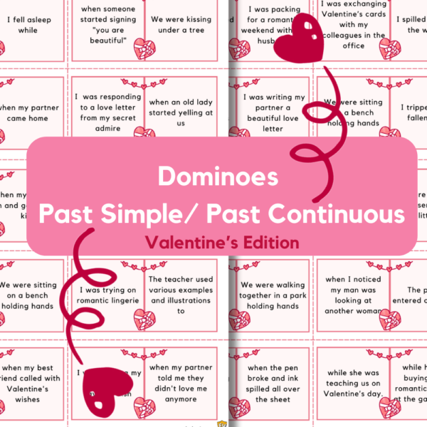 Past Simple / Past Continuous Dominoes - Valentine's Edition