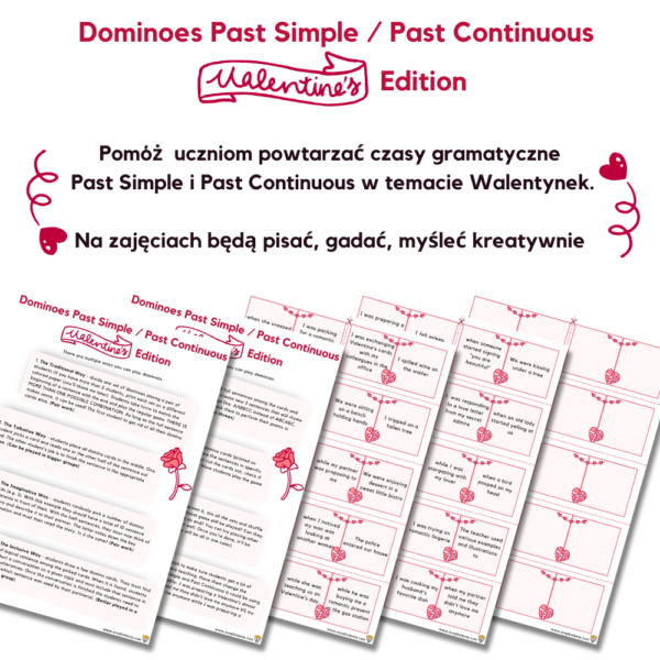 Past Simple / Past Continuous Dominoes - Valentine's Edition - Image 3